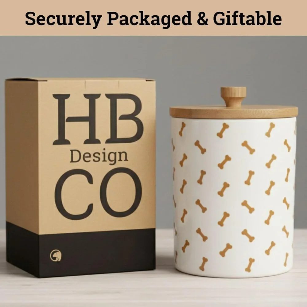 Ceramic Dog Treat Jar for Kitchen Counter